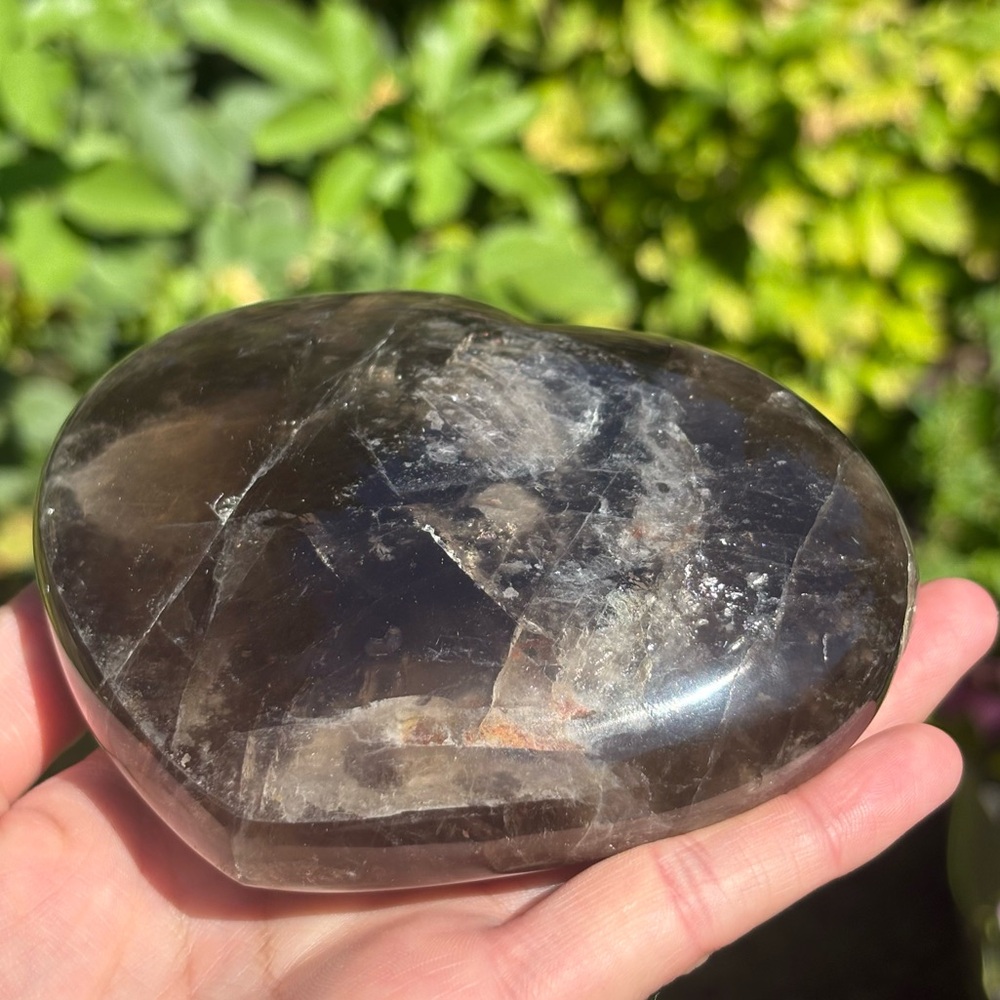 1.23 Pounds - Large Smoky Quartz Crystal Heart with Rainbow - Picture 5 of 12